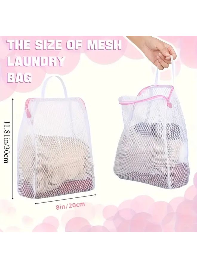 1pc Blue Polyester Honeycomb Mesh Laundry Bag with Zipper Handle for Socks Underwear Travel Clothes - Image 3